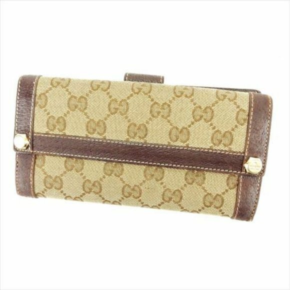 Gucci Wallet Purse G logos Brown Woman unisex Authentic Used T - Picture 1 of 5